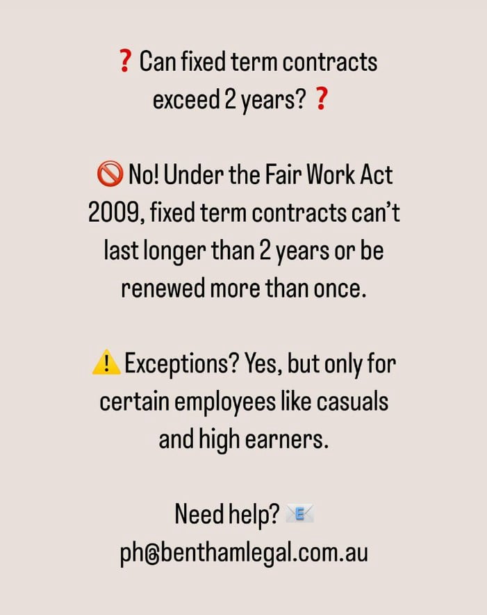 can fixed term employment contracts exceed 2 years