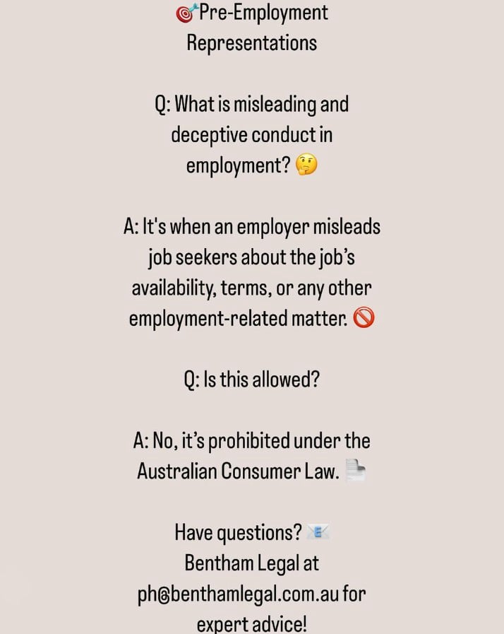 pre-employment representations