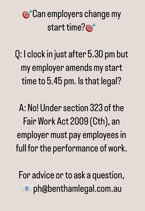 can employers change my start time